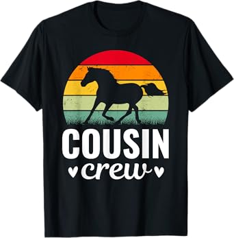 Vintage Cousin Crew Horse Lover Family Matching Birthday Tee T-Shirt