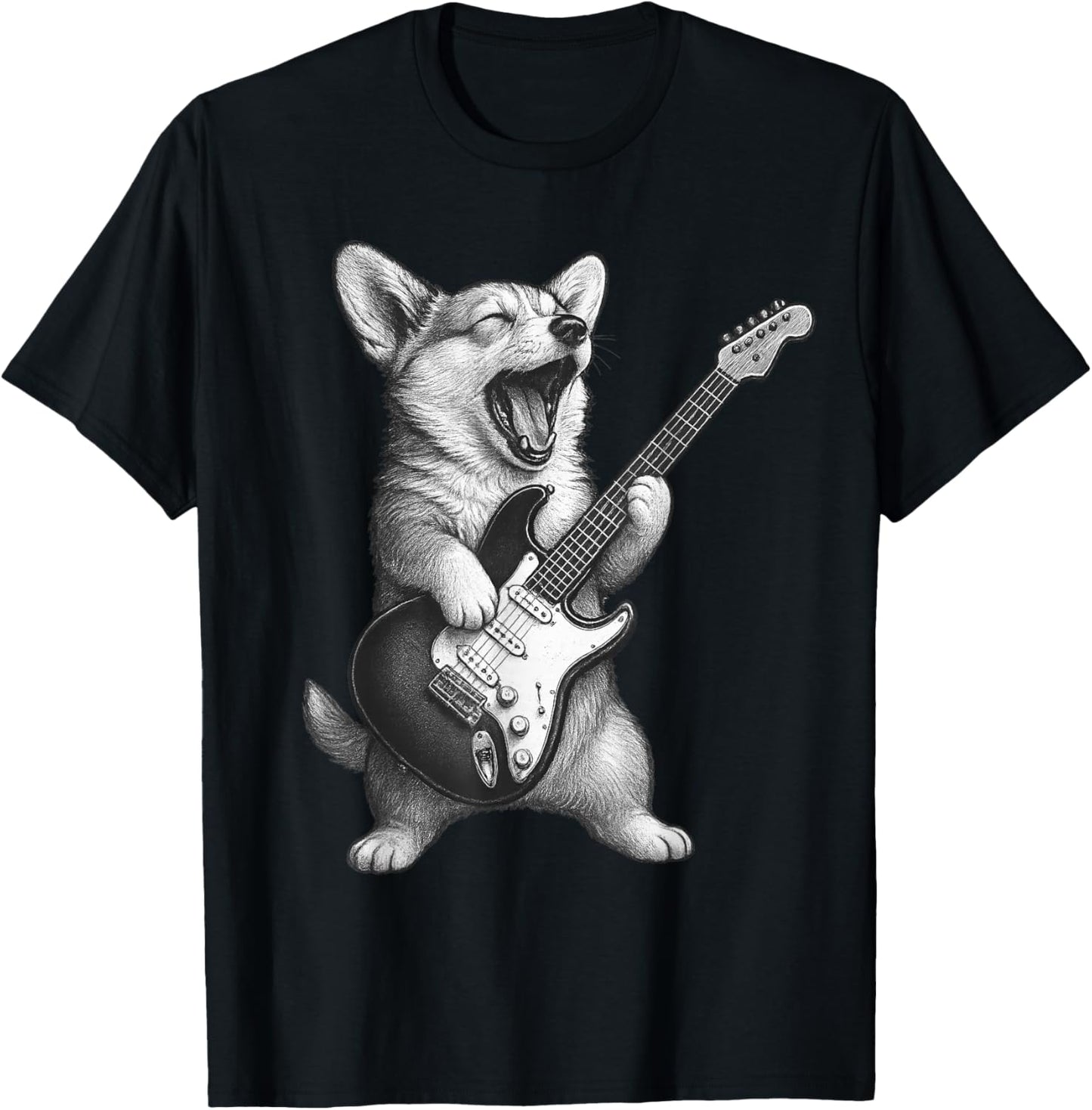 Corgi Playing Guitar Rock Music Dog Lover T-shirt