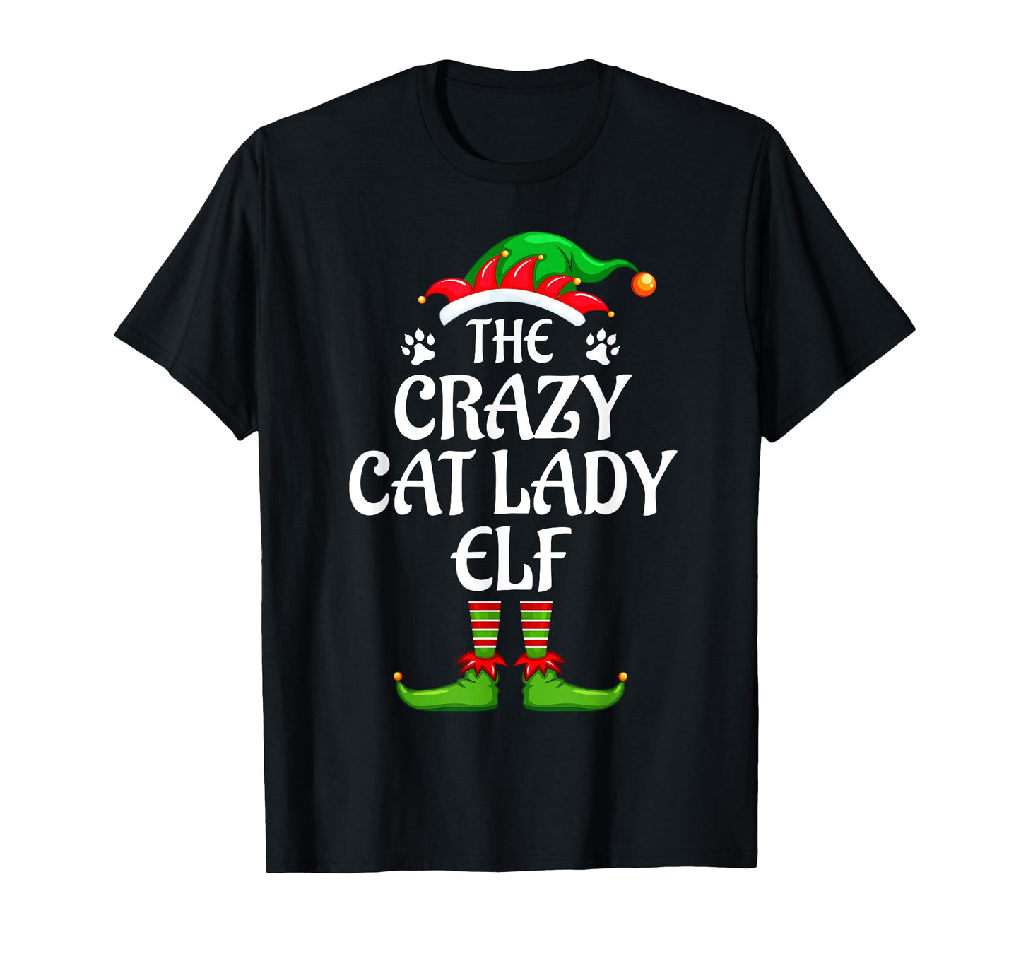 Crazy Cat Lady Elf Matching Family Group Christmas Party T-Shirt