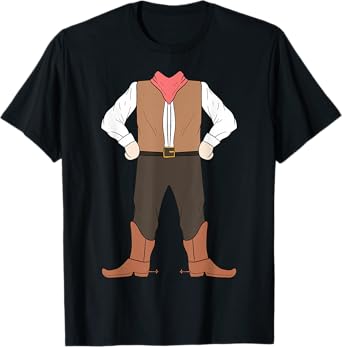 Cowboy Body Costume Easy Halloween Western Sheriff Gift T-Shirt