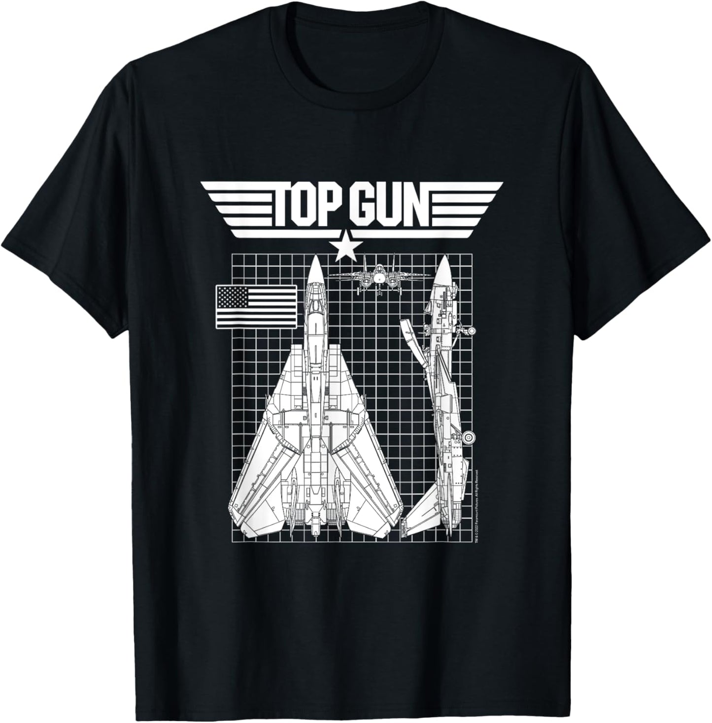 Top Gun F-14 Tomcat Blueprints Action Movie T-Shirt