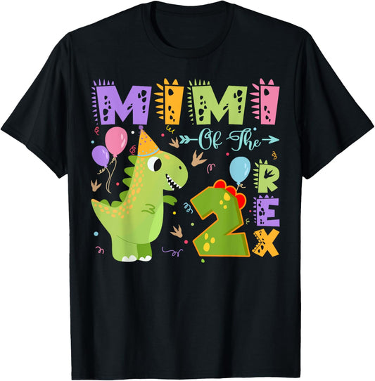 Mimi Of The Two Rex 2Nd Birthday Dinosaur Party T-Shirt