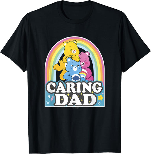 Care Bears Caring Dad Retro Rainbow Grumpy Group Shot T-Shirt