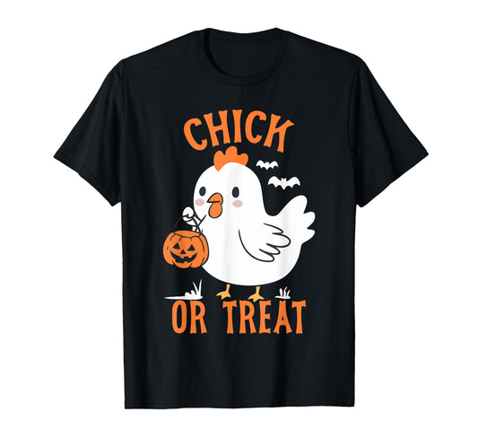 Chick Or Treat Shirt Funny Chicken Halloween Kids Girl Boy T-Shirt