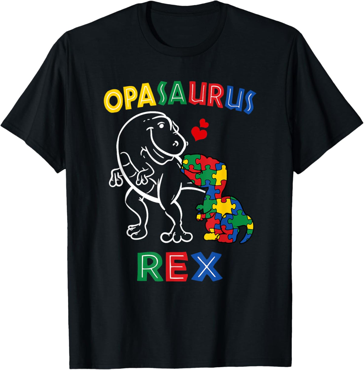 Opasaurus Autism Awareness Opa Grandpa Dinosaur Grandfather T-Shirt