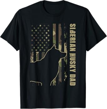 Siberian Husky Dad - Patriotic USA Dog Lover Pet Trainer T-Shirt for Men Women Kids