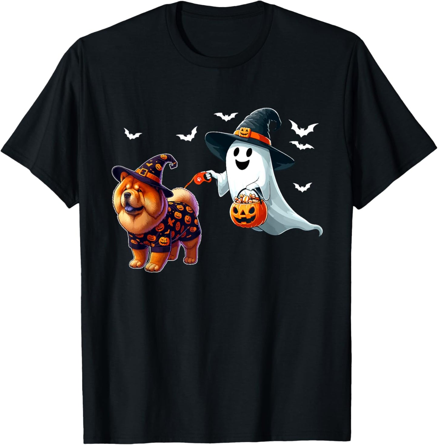 Boo Ghost With Chow Chow As Witch Halloween Owner Kids T-Shirt
