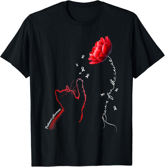 Red Tulip Cat Paws For The Cure Parkinson's Awareness T-Shirt