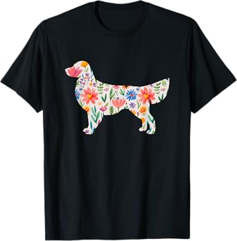 Golden Retriever watercolor flowers design T-Shirt