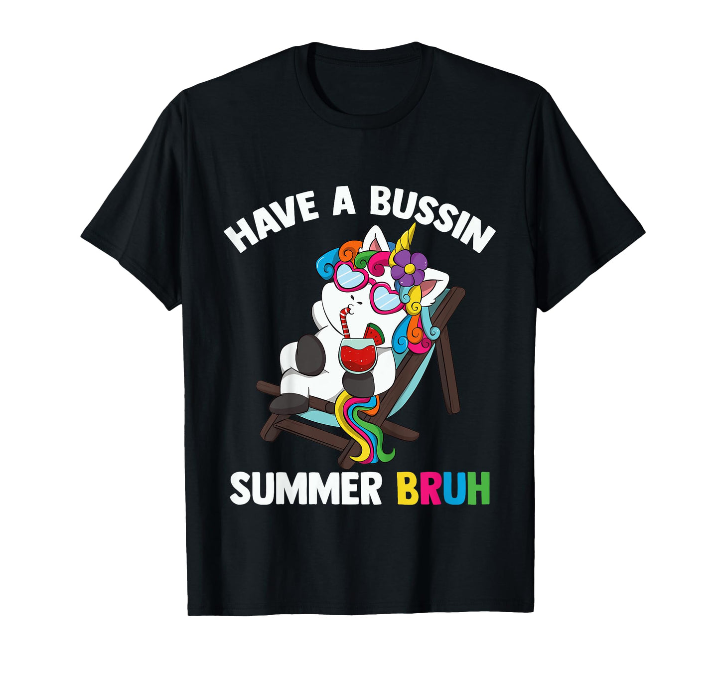 Kids Have A Bussin Summer Bruh Unicorn For Kid Last Day Of School T-Shirt