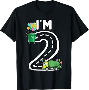 I'm 2 Two Years Old Garbage Truck 2nd Birthday Boy Kids T-Shirt