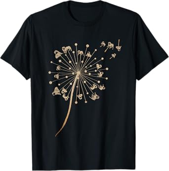 Dog Breed Pug Dog Lover Cute Pet Animal Dandelion Pug T-Shirt