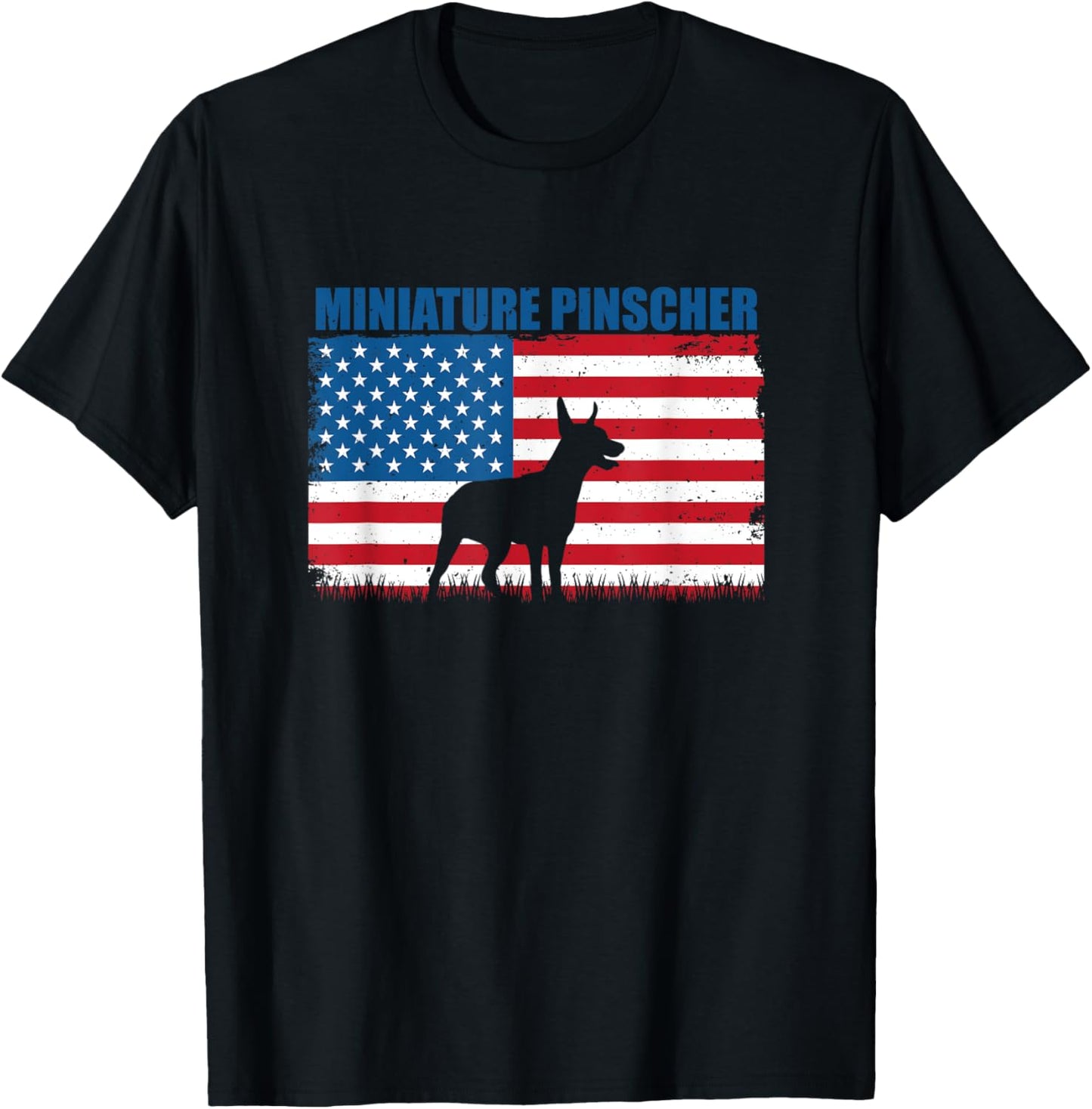 Miniature Pinscher Shadow in American Flag Patriotic T-Shirt