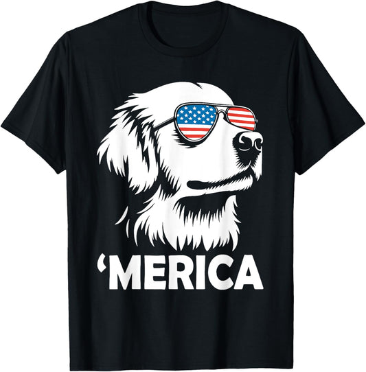 golden retriever 4th of july merica T-Shirt