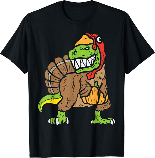 Trex Dinosaur Turkey Funny Toddler Kids Thanksgiving Boys T-Shirt