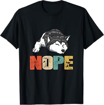 Vintage Nope Funny Siberian Husky Dog Lover T-Shirt for Men Women Kids