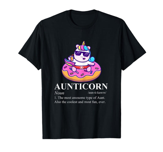 Aunticorn The Most Awesome Type Of Aunt Pink Unicorn Donut T-Shirt