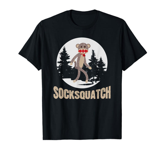 Funny Bigfoot Sighting Sock Monkey Sasquatch Socksquatch T-Shirt