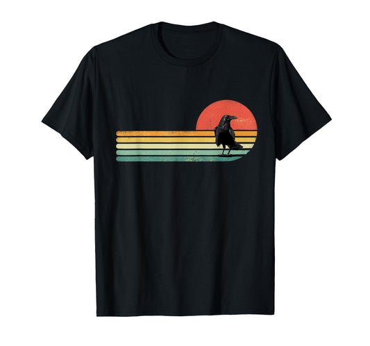 Raven Crow Shirt Retro Style Animal Bird Lover Bird Watcher T-Shirt