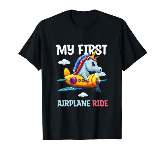 My first plane ride my 1st flight airplane kids Unicorn T-Shirt