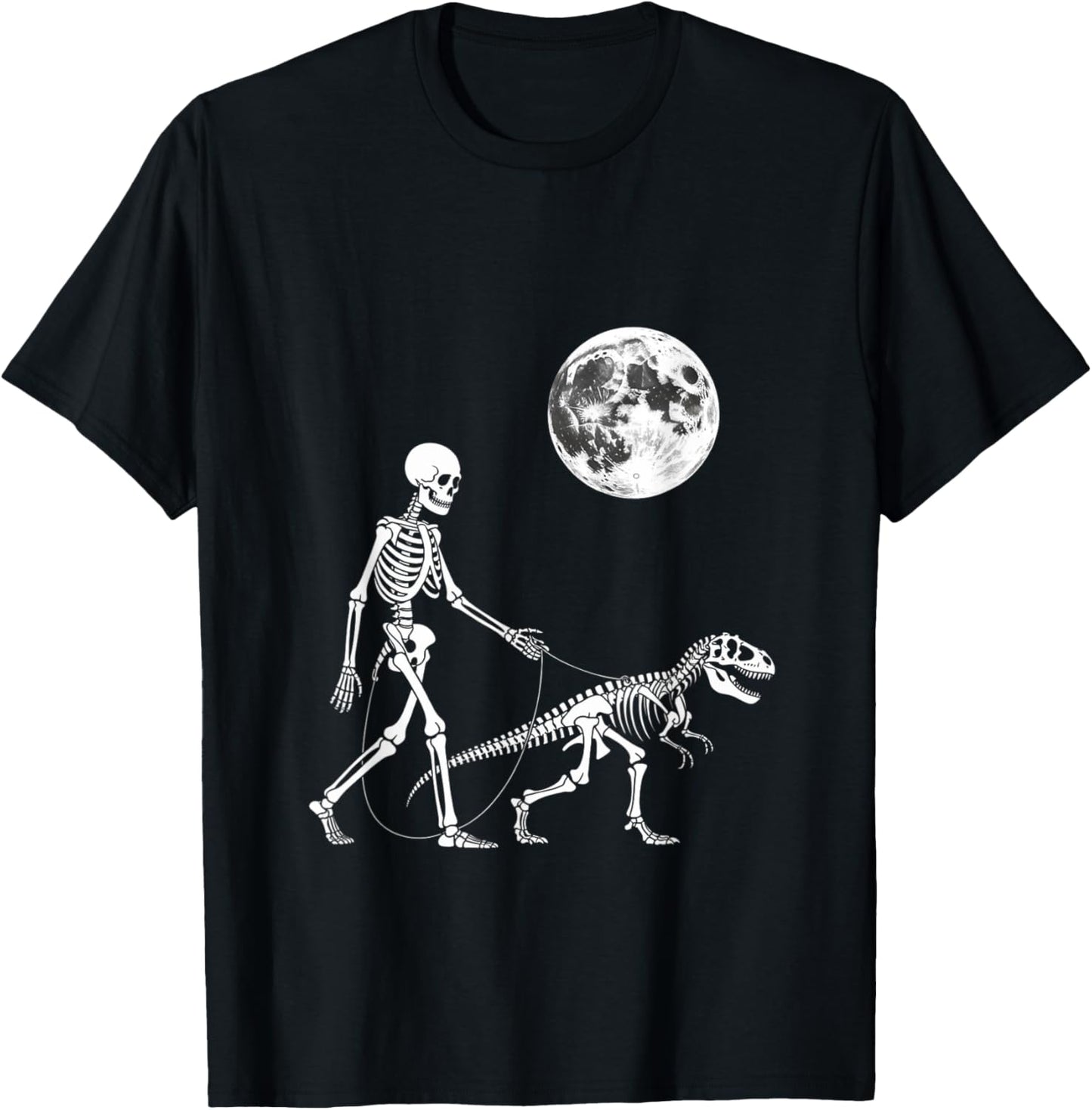 Skeleton Riding Dinosaur T Rex Halloween Glow Vibe Design T-Shirt
