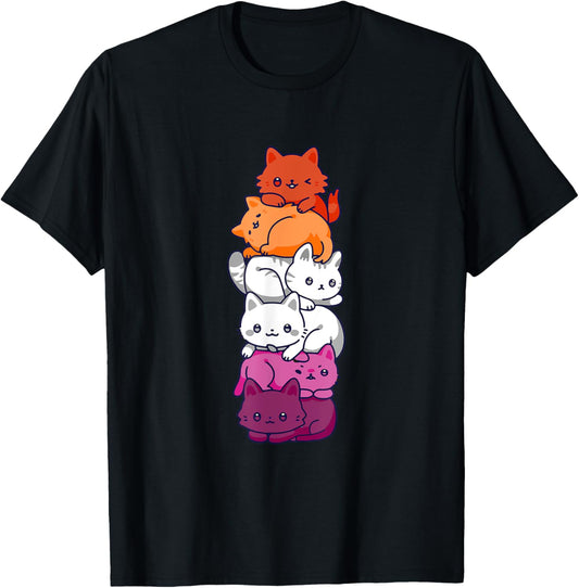 Lesbian Pride Cat LGBT Gay Flag Cute Hers and Hers Gifts T-Shirt