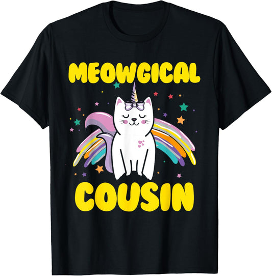 Meowgical Cousin Magical Kitty Cat Unicorn T-Shirt T-Shirt