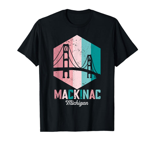 Retro Mackinac Bridge Souvenir Mackinaw Vintage Michigan T-Shirt