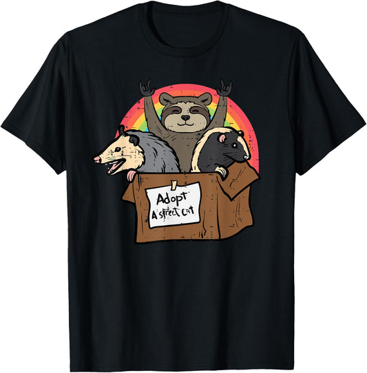 Adopt Street Cat Opossum Raccoon Skunk Possum Women Kids Men T-Shirt