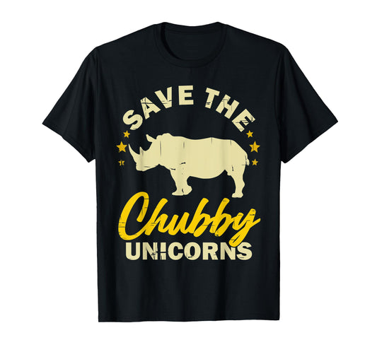 Save the Chubby Unicorns Vintage Funny Rhino Animal Rights T-Shirt