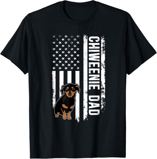 Chiweenie Dad American Flag Chiweenie Owner Chiweenie Lover T-Shirt