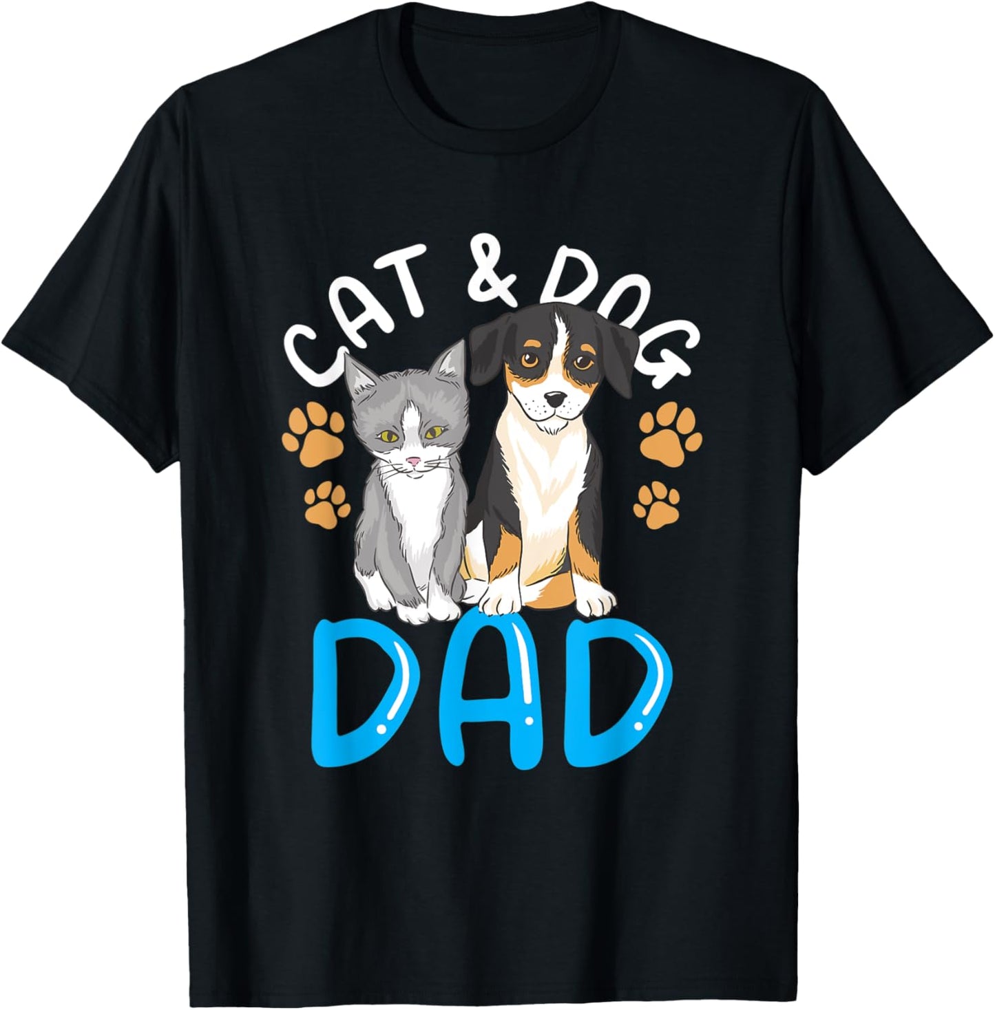 Cat And Dog Dad Boy Guy Lover Cats Dogs Father Daddy Papa T-Shirt