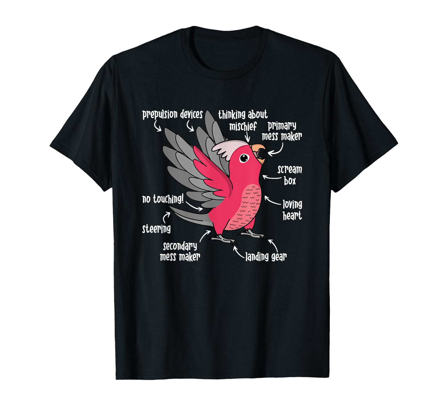 Parrot Anatomy I Rose-breasted Galah Cockatoo T-Shirt