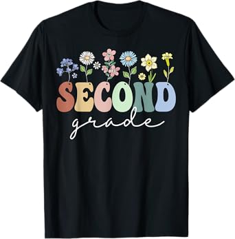 2nd Grade Wildflower Floral Back To School Gift For Teachers T-Shirt for Men Women Girls Kids