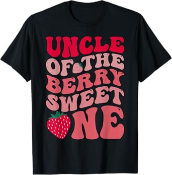 Uncle Of The Berry Sweet One Strawberry First Birthday T-Shirt