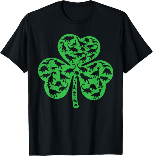 Boys St Patricks Day Shirt Dinosaur Shamrock Kids Dino Gift T-Shirt