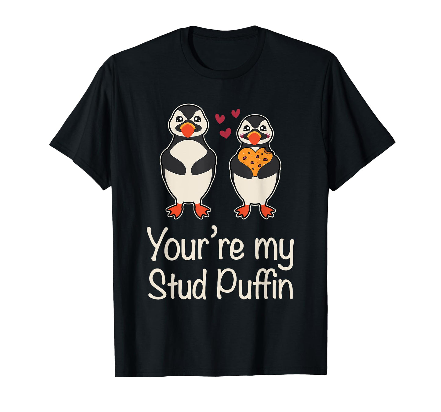 Stud Puffin Hearts Apparel For Couples Cute Seabird Puffins T-Shirt