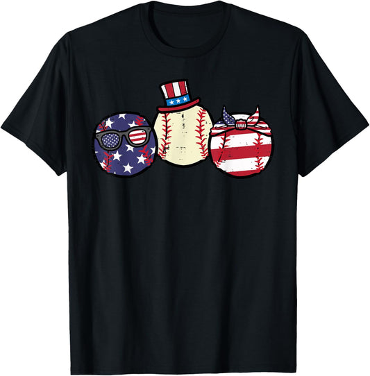 4th Of July Baseball Independence Day America Men Women Kids T-Shirt