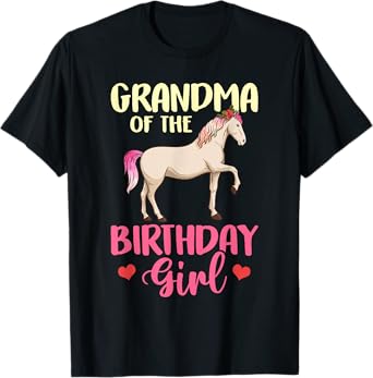 Grandma of the Birthday Girl Horse Equestrian Party Family T-Shirt