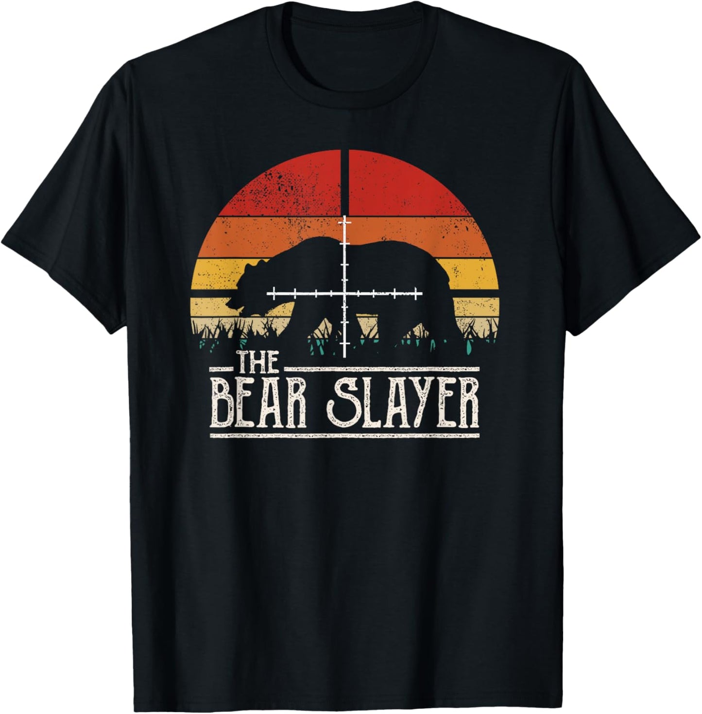 Vintage Sunset Retro Style Bear Hunting Bear Slayer T-Shirt