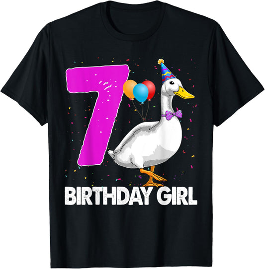 Funny Birthday Girl 7 Duck Tee Shirt Women Duck Lovers T-Shirt