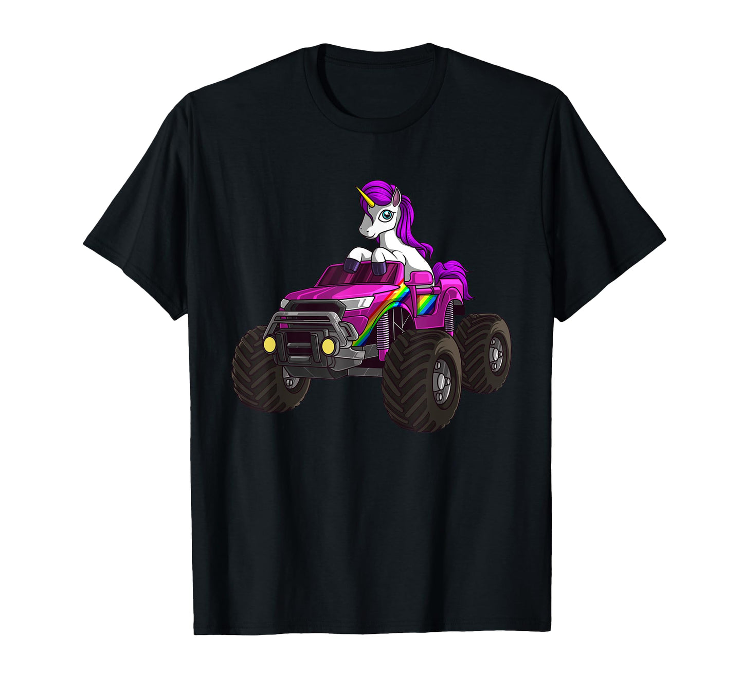 Funny Unicorn Monster Truck Gift For Girls Cool Pink Party T-Shirt