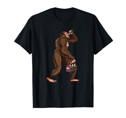 Funny Bigfoot Carrying Drinking Beer Oktoberfest Yeti Lover T-Shirt
