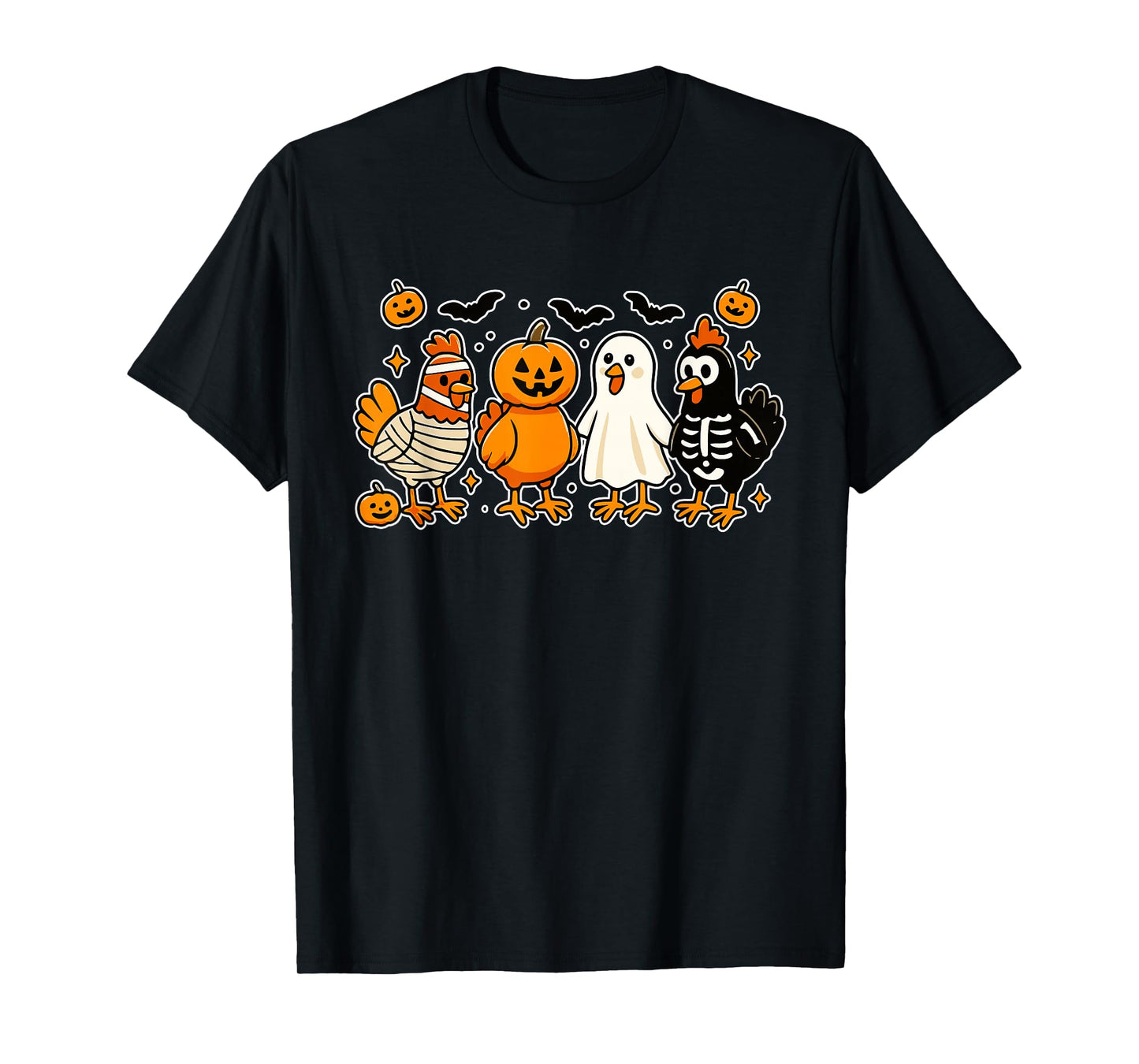 Mummy Chicken Skeleton Ghost Pumpkin Halloween Chicken Lover T-Shirt