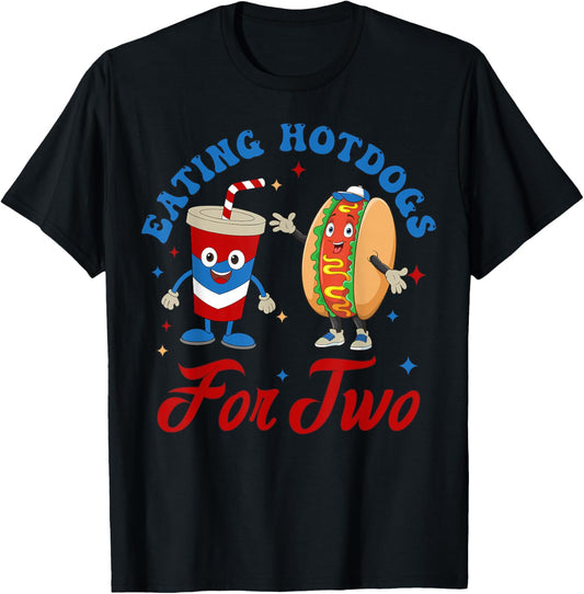 4th Of July Pregnancy Announcement Eating Hotdogs For Two T-Shirt