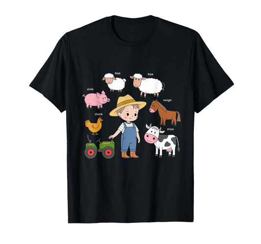 Farm Animals Sounds Oink Baa Neigh Cluck Moo Toddler Farmer T-Shirt