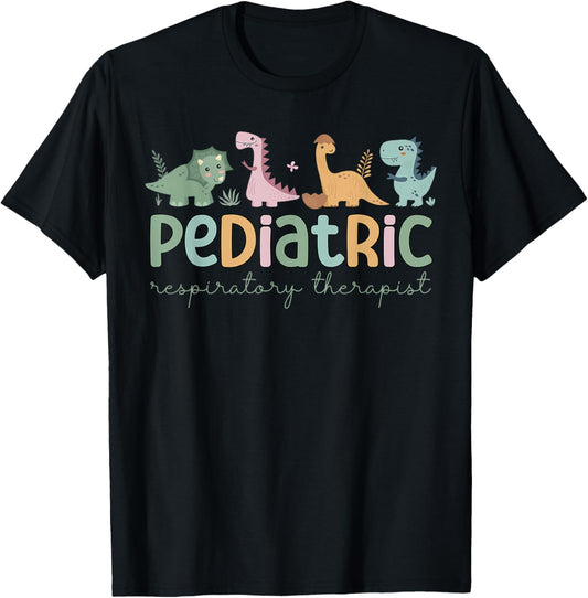Dinosaur Pediatric Respiratory Therapist PEDS PICU RRT Crew T-Shirt