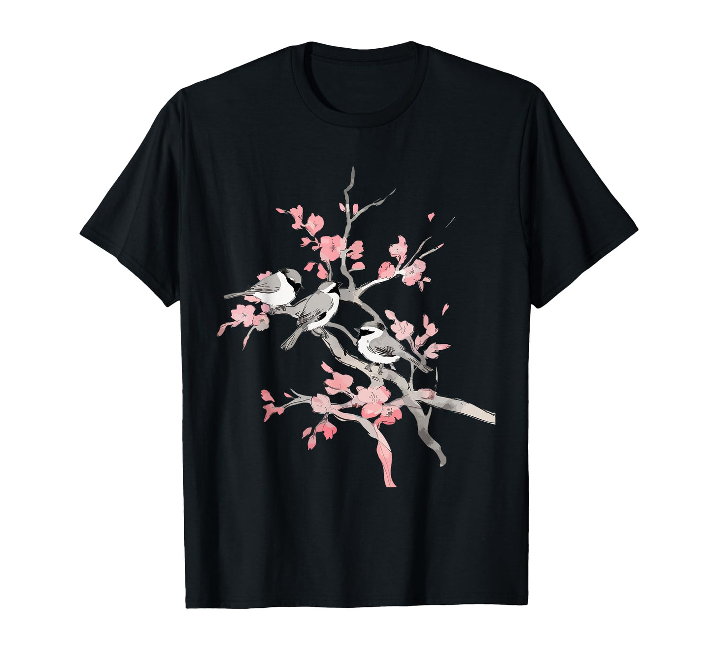 Cherry Blossoms & Birds Birdwatching Bird Lover Cute T-Shirt