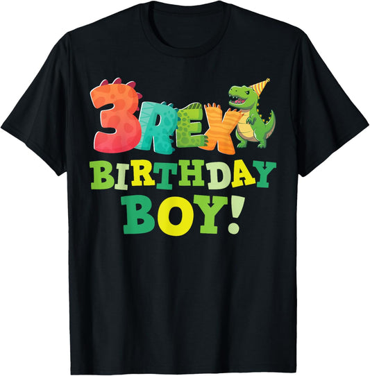 Three Rex 3rd Birthday Boy 3 Year Old T-Rex Dinosaur T-Shirt