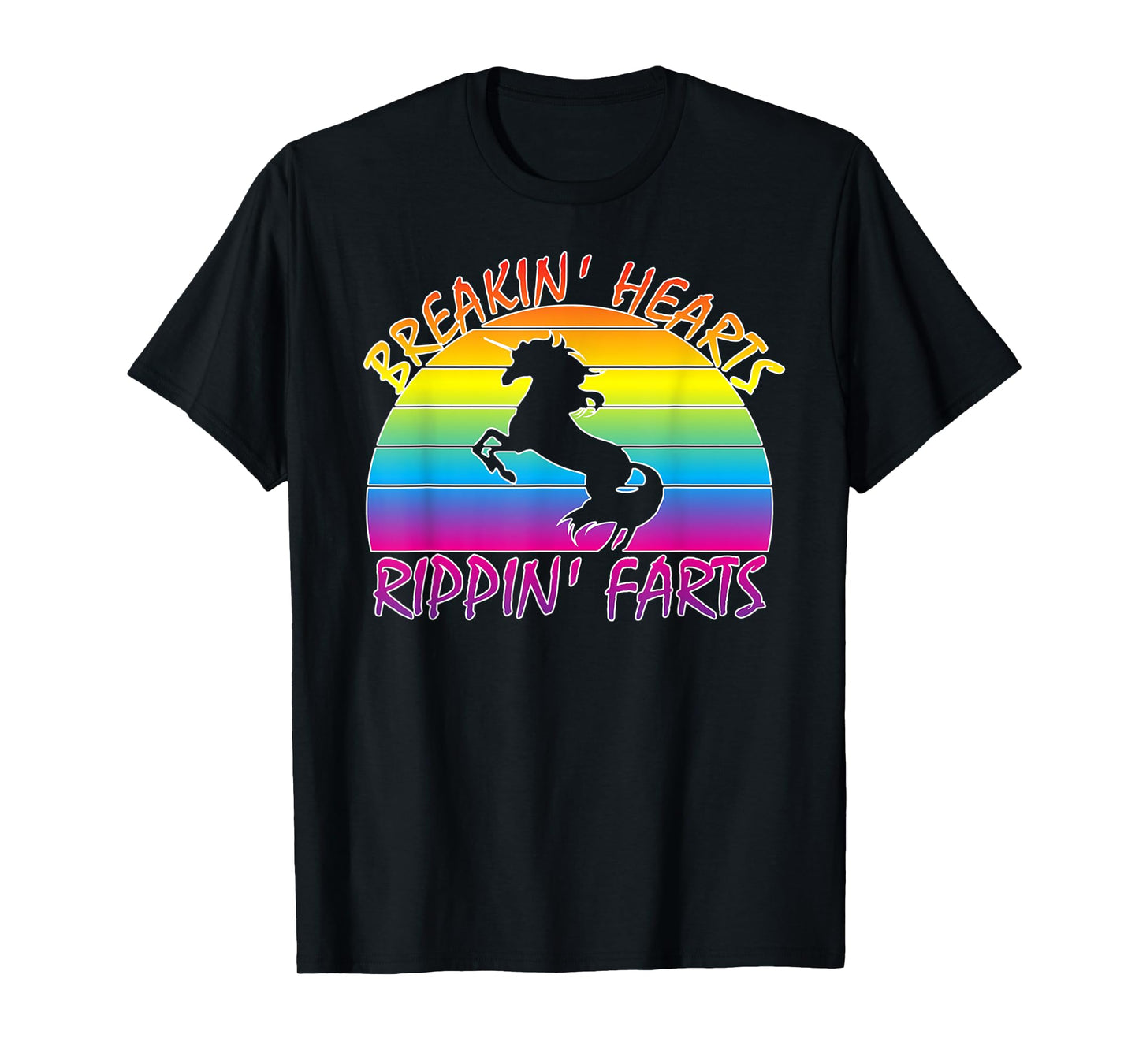 Funny Rainbow Unicorn Breaking Hearts Ripping Farts T-Shirt